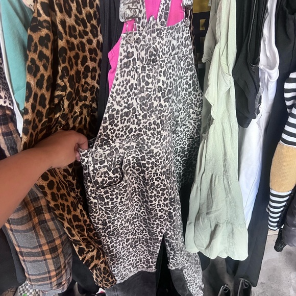 Leopard Print Women's Jeans Overalls - Picture 1 of 1